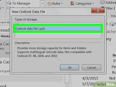 Create an Outlook Data File (.pst) to save your .